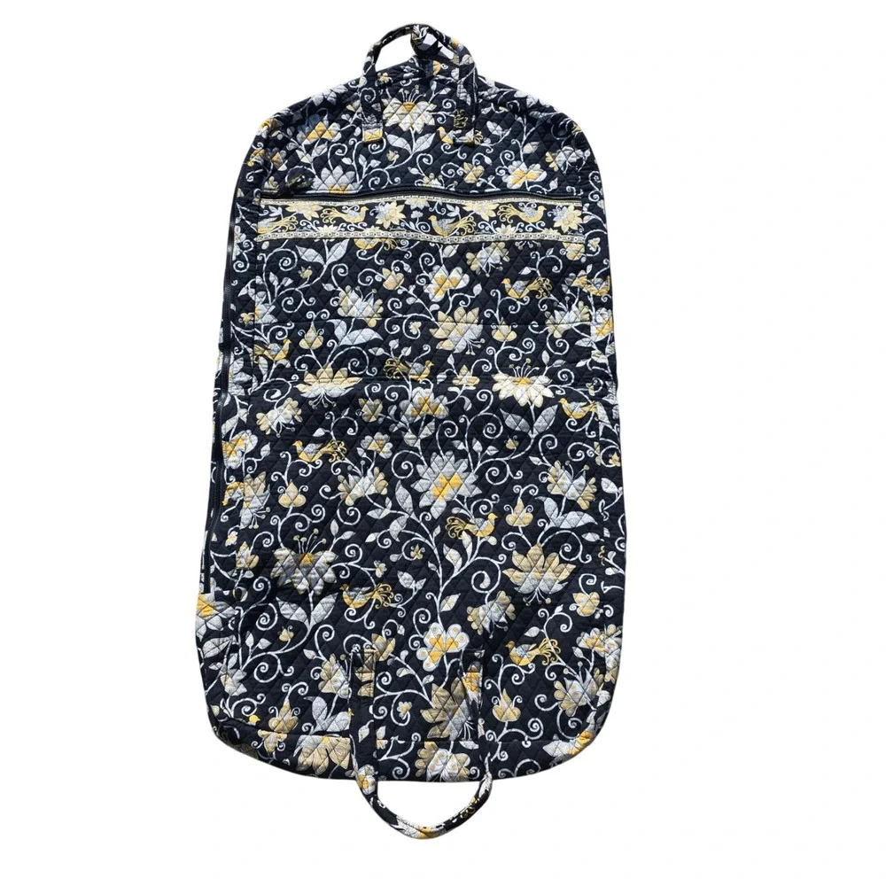 Vera Bradley Night and Day Quilted Garment Bag Floral Travel Suit Carrier Black